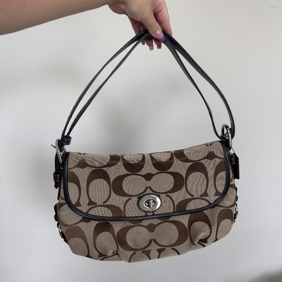 🤎 CLASSIC Y2K VTG Coach Shoulder Crossbody Bag Brown Jacquard Leather F15171 🤎 - Picture 1 of 10